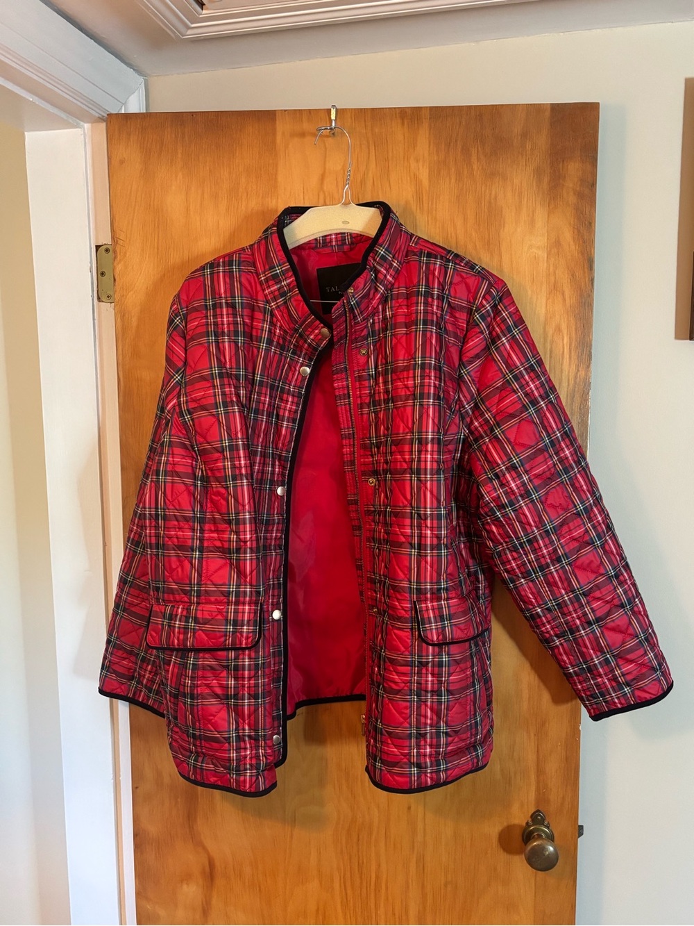 Talbots Women's Red Tartan Plaid Quilted Jacket Size 2X
